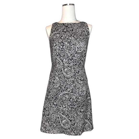Tory Burch Abstract Black White Sleeveless Dress Size 4 Work Chic Sophisticated - Picture 1 of 16